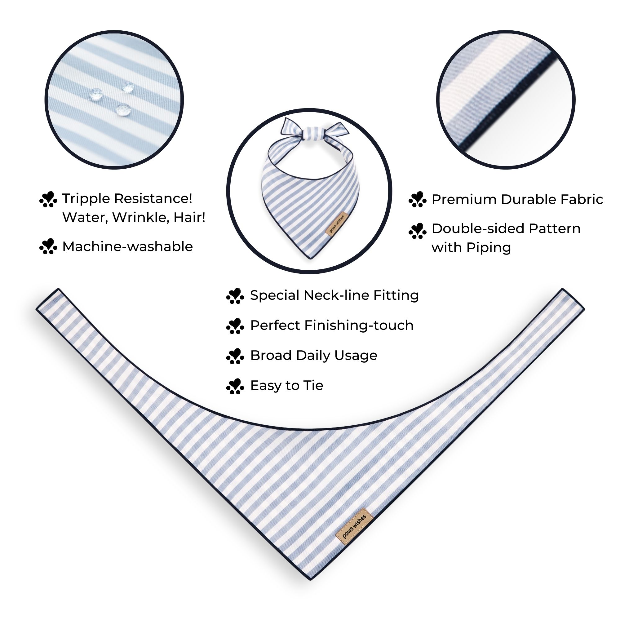 Dog Bandana Blue Stripes