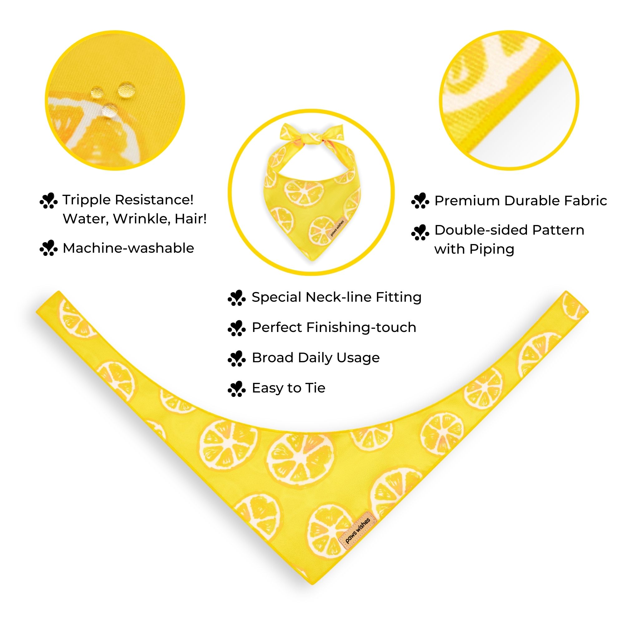 Dog Bandana Yellow Lemon Slice