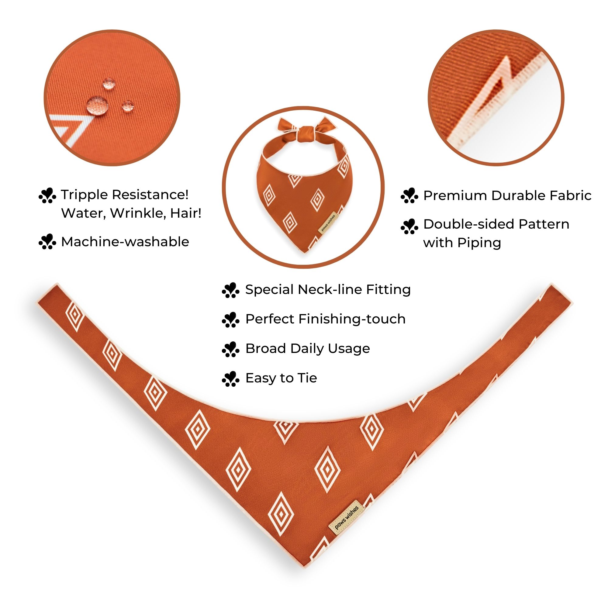 Dog Bandana African Mudcloth Diamond