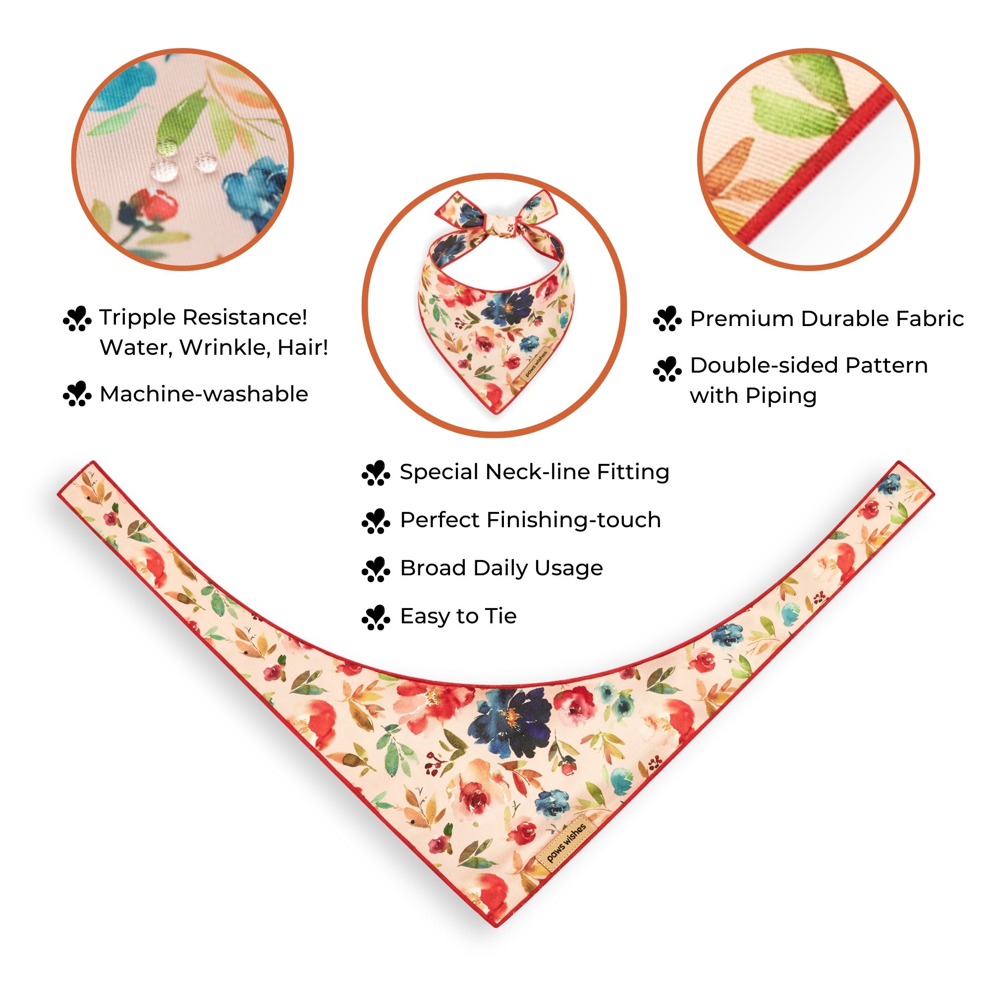 Dog Bandana Blossom in Coral