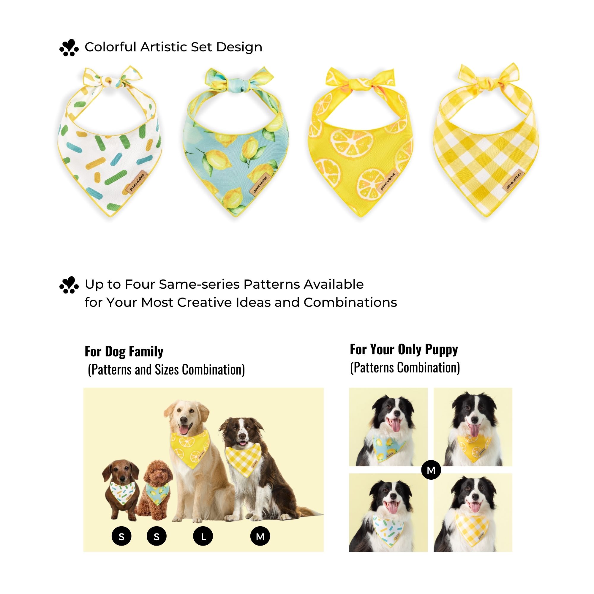 Dog Bandana Yellow Lemon Fruit