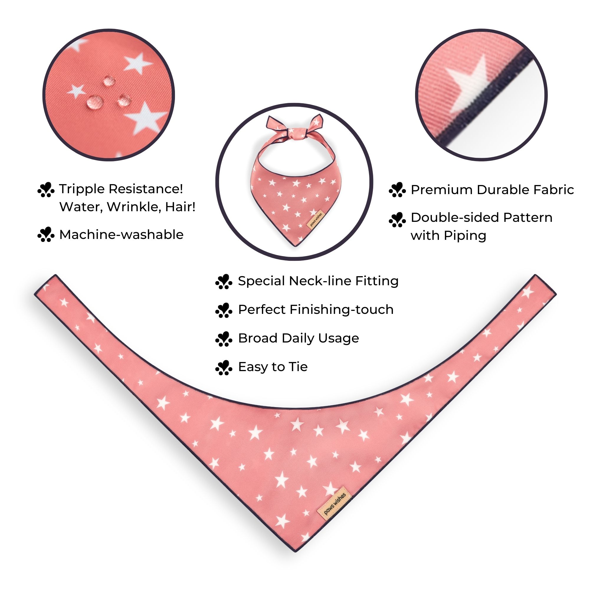 Dog Bandana Star in Red Solid