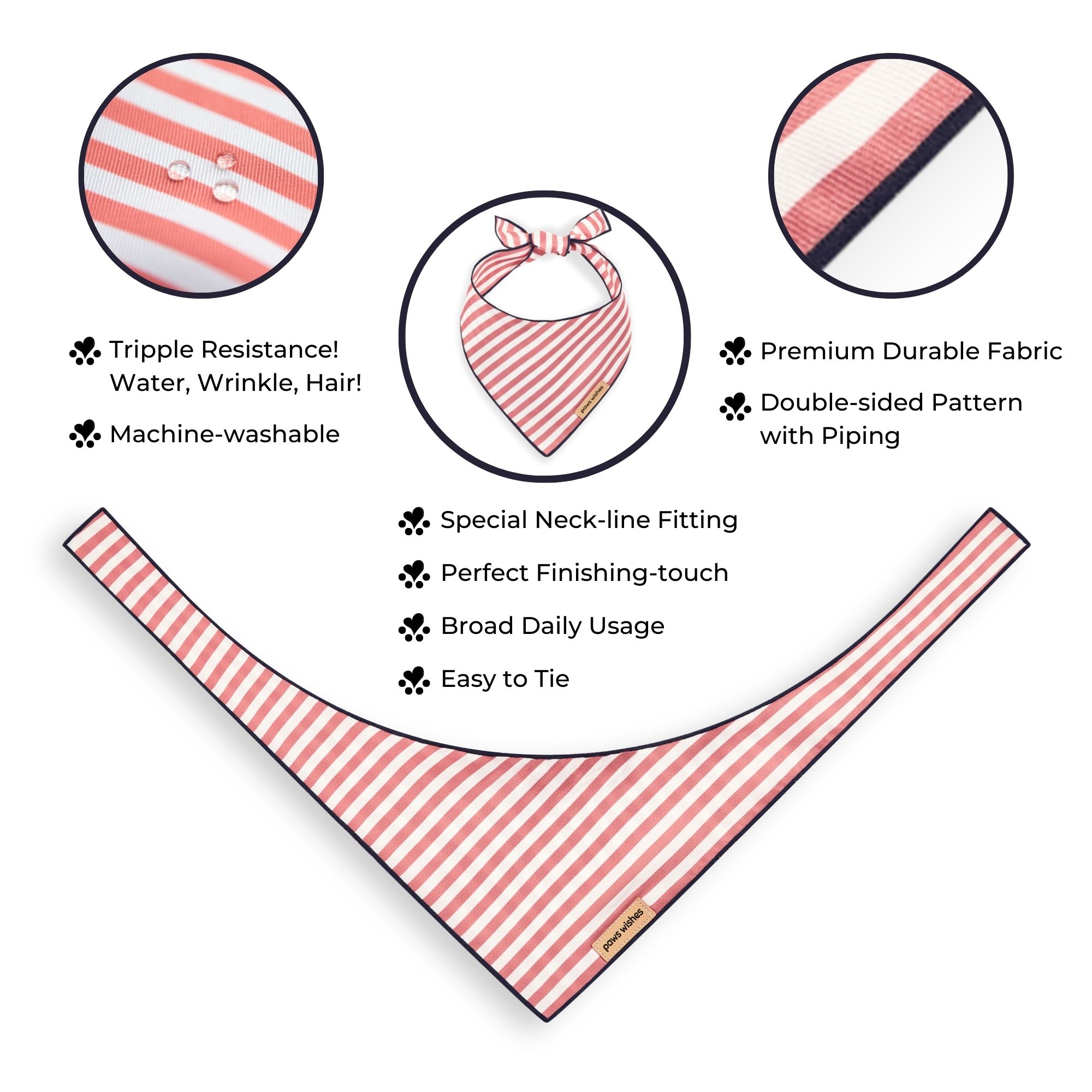 Dog Bandana Red Stripes