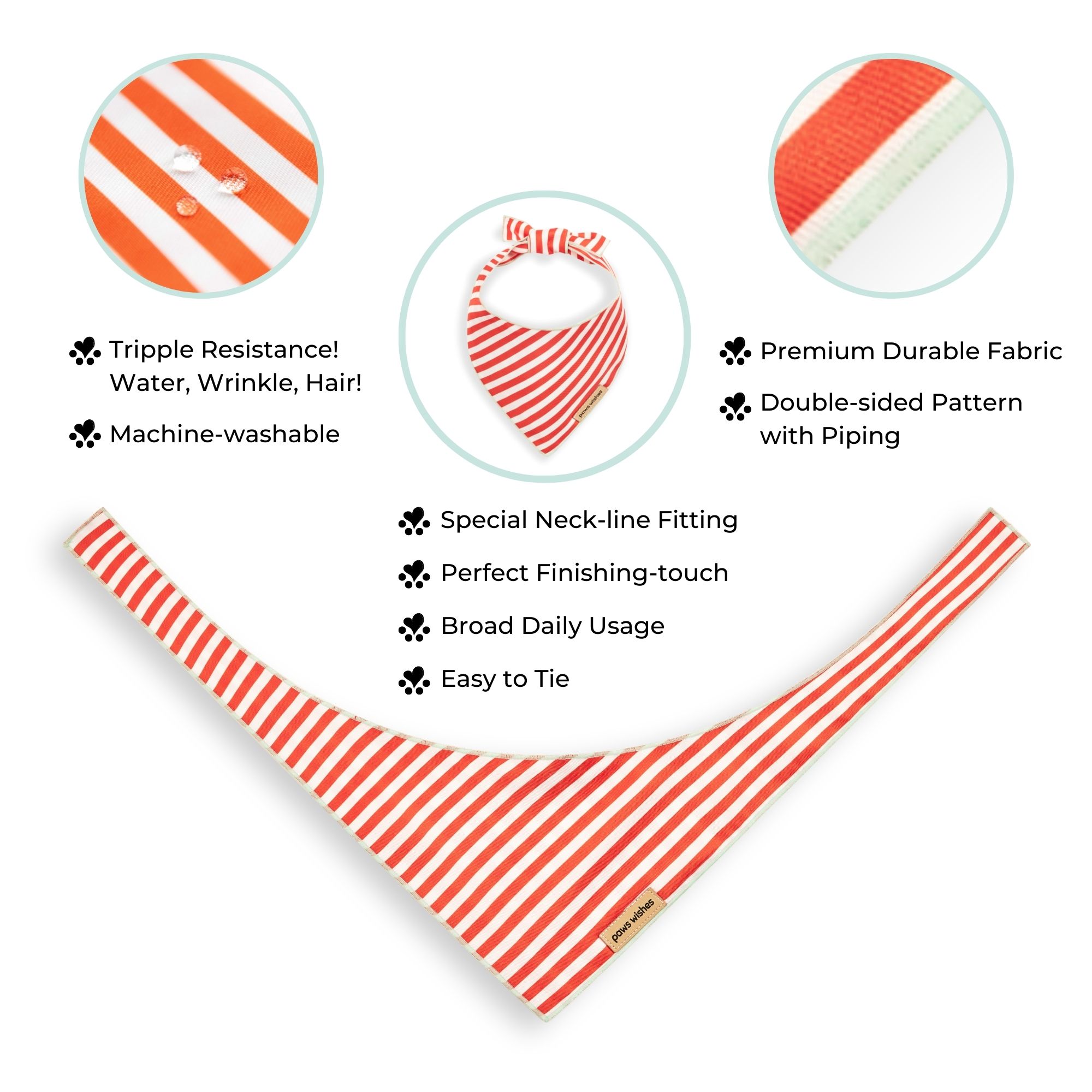 Dog Bandana Coral Stripes