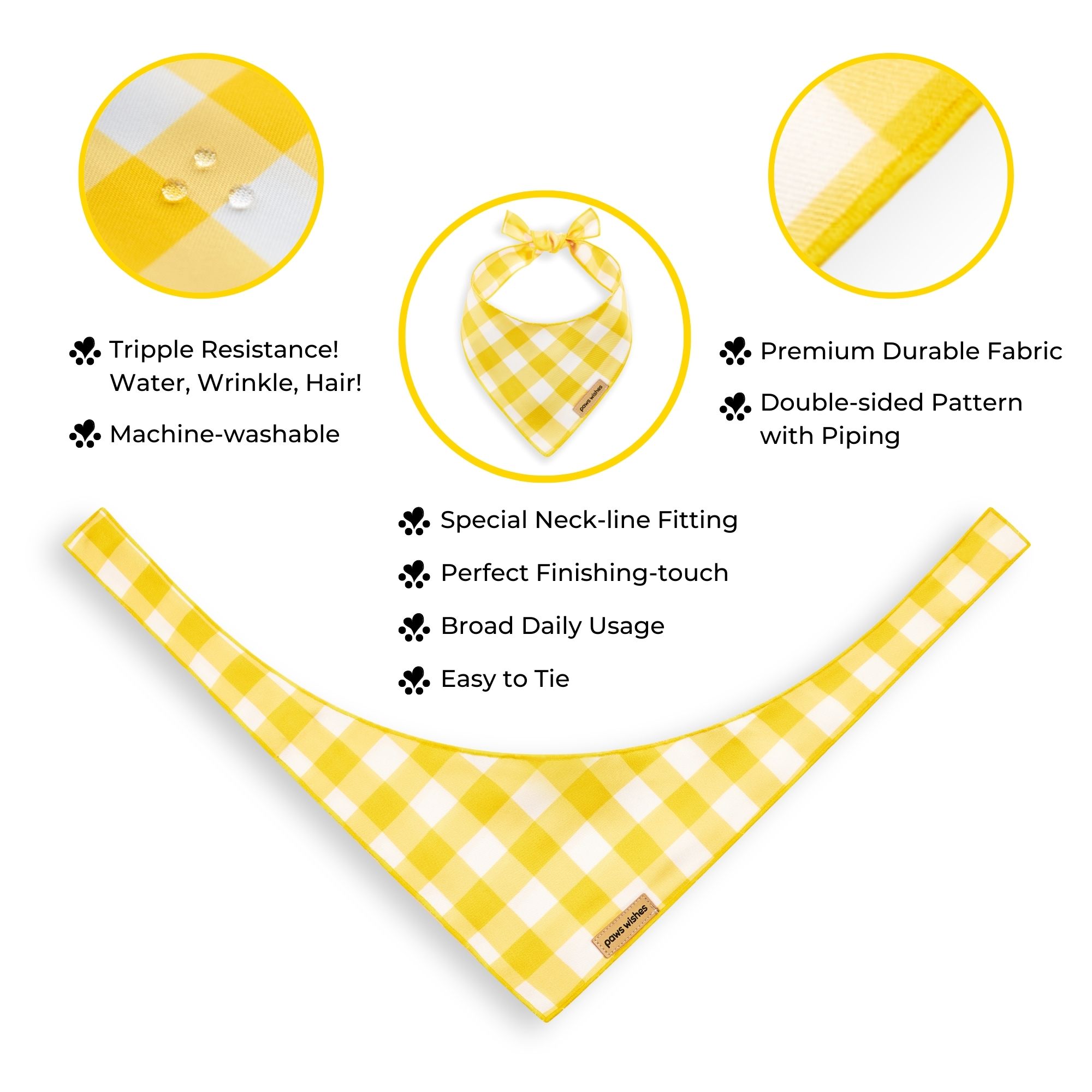 Dog Bandana Yellow Plaid