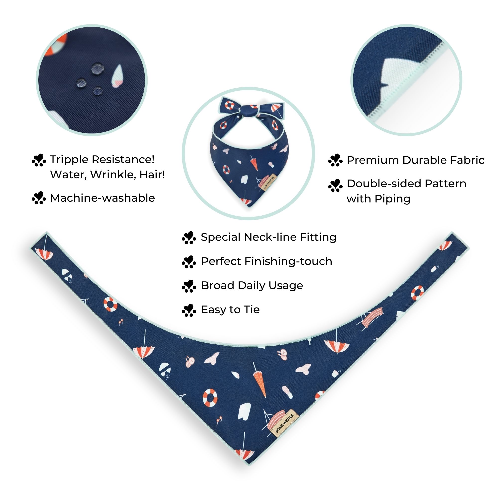 Dog Bandana Beach Time