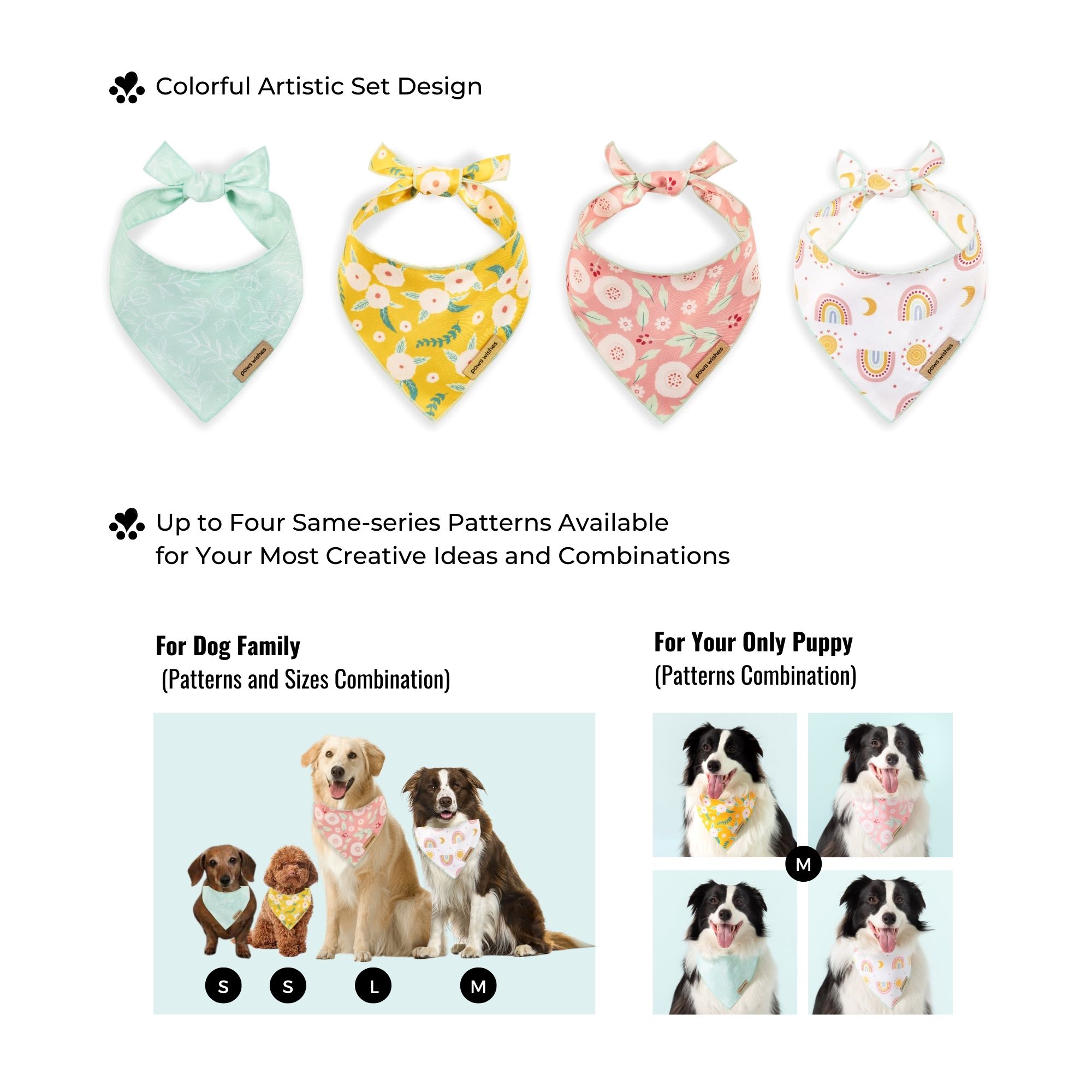 Dog Bandana Leaves in Green