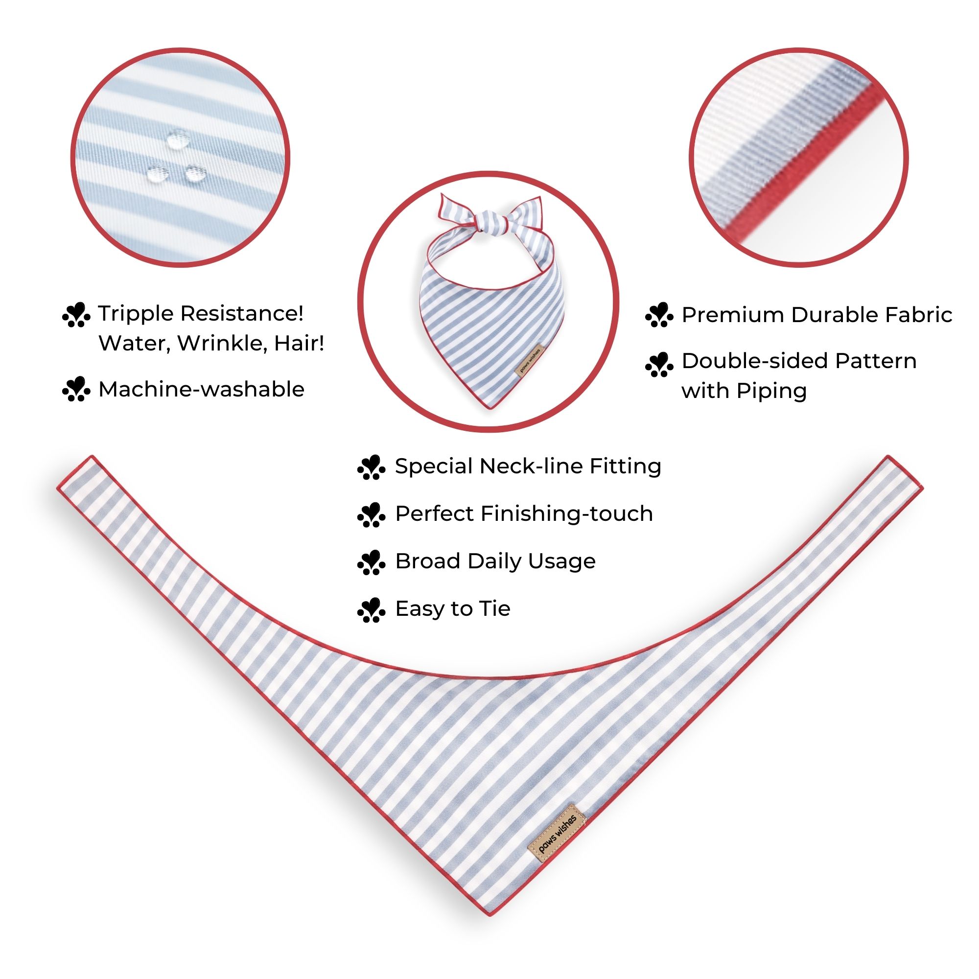 Dog Bandana Blue Stripes